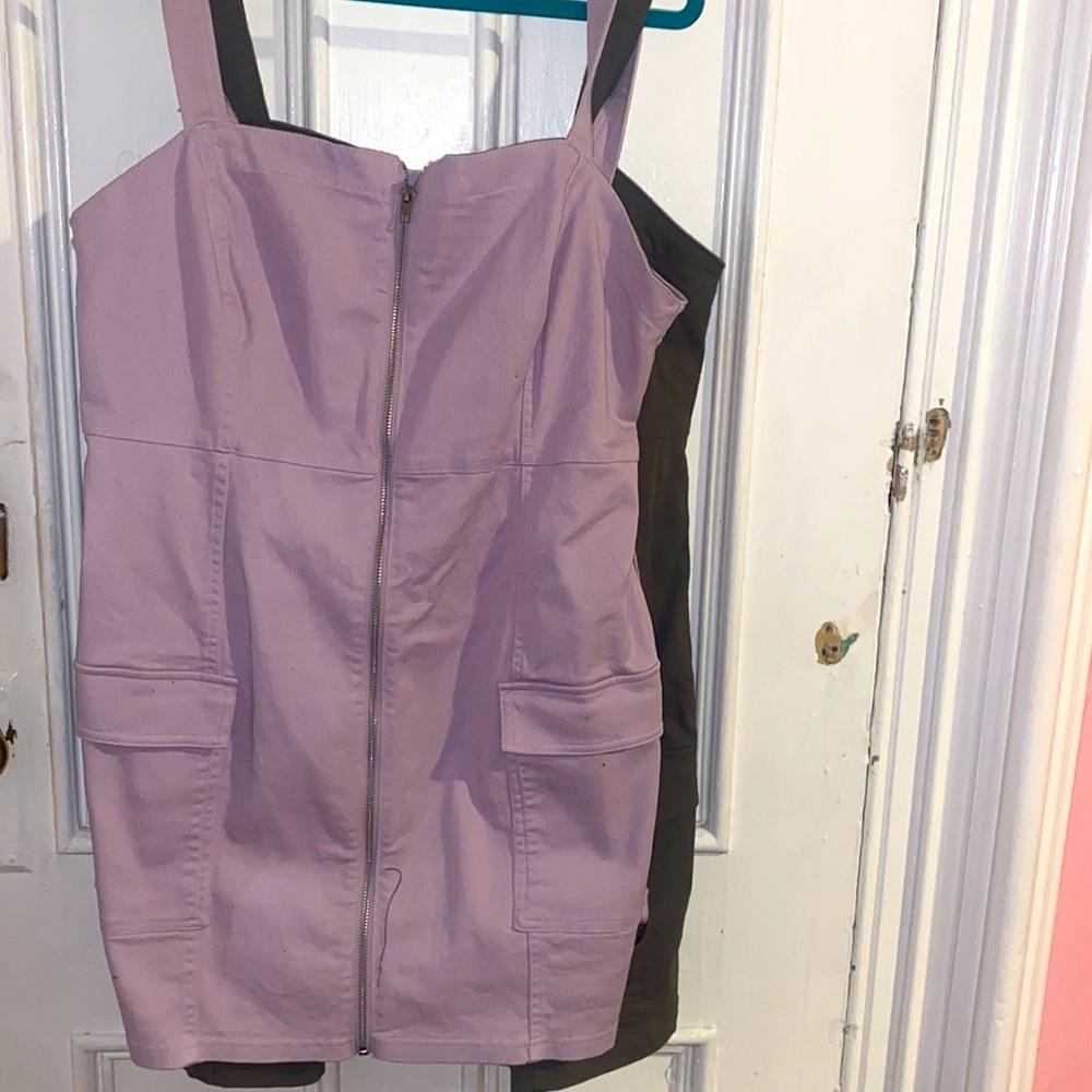 purple zip up dress